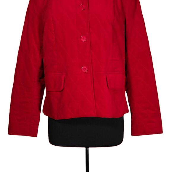 Talbots Women's Coat Red Velvet Quilted Lined Stretch Insulated Jacket Size 14 - Picture 6 of 10
